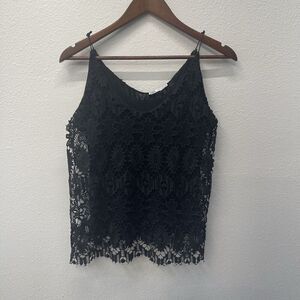 Zara Tank Top Womens Size M Black Crochet Lace Witchy Whimsigoth Grunge
